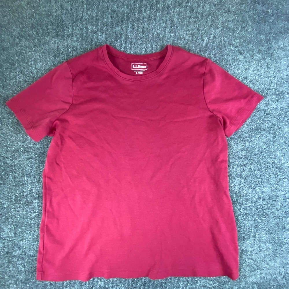 L.L. Bean T Shirt Womens Large Raspberry Cotton Crew Neck Casual Everyday Wear